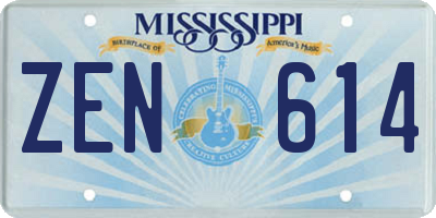 MS license plate ZEN614