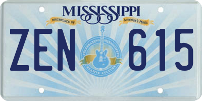MS license plate ZEN615