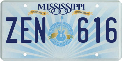 MS license plate ZEN616