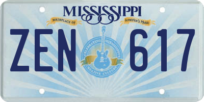 MS license plate ZEN617