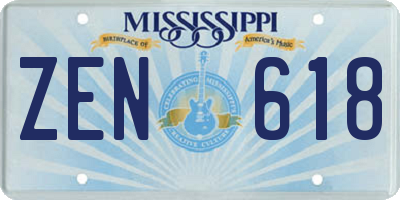 MS license plate ZEN618