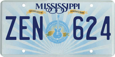 MS license plate ZEN624
