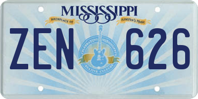 MS license plate ZEN626