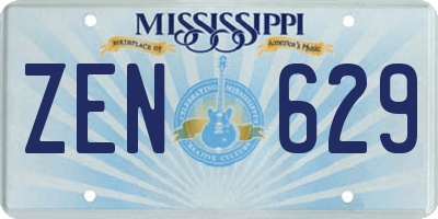 MS license plate ZEN629