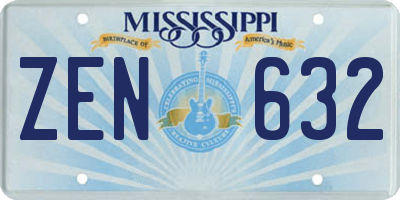 MS license plate ZEN632
