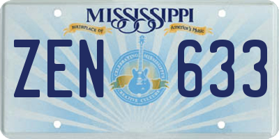 MS license plate ZEN633
