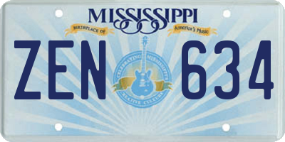 MS license plate ZEN634