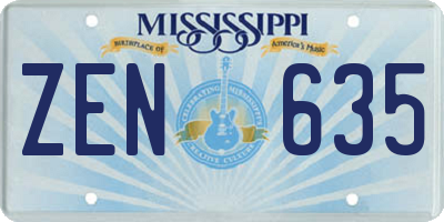 MS license plate ZEN635