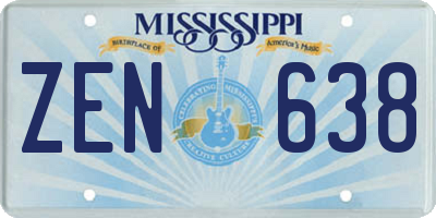MS license plate ZEN638