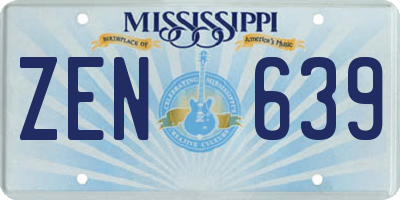 MS license plate ZEN639