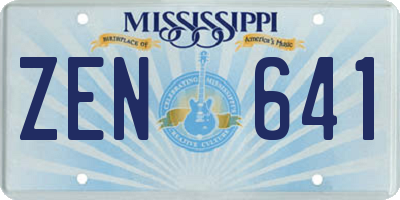 MS license plate ZEN641