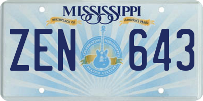 MS license plate ZEN643