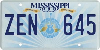 MS license plate ZEN645