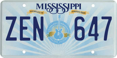 MS license plate ZEN647