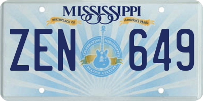 MS license plate ZEN649