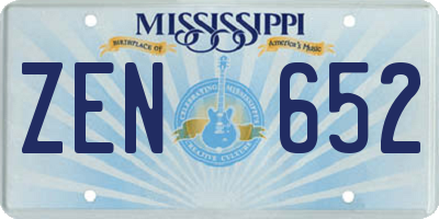 MS license plate ZEN652