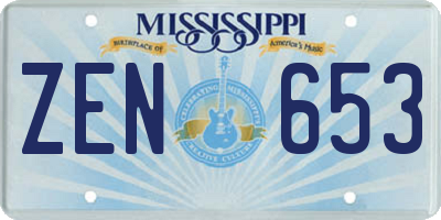MS license plate ZEN653