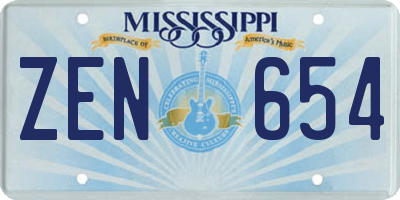 MS license plate ZEN654