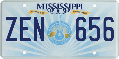 MS license plate ZEN656