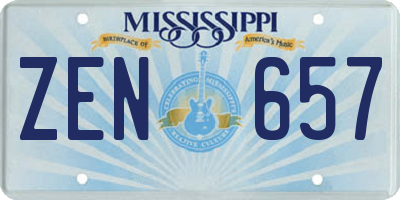 MS license plate ZEN657