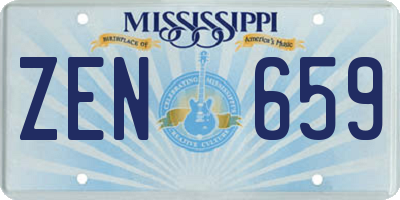 MS license plate ZEN659