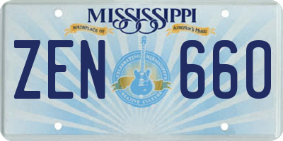 MS license plate ZEN660