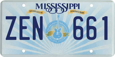 MS license plate ZEN661