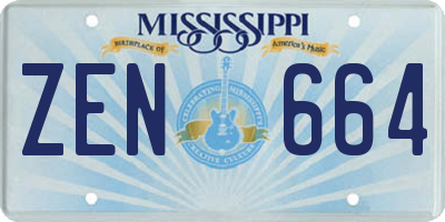 MS license plate ZEN664