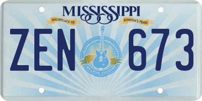 MS license plate ZEN673