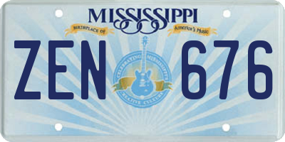 MS license plate ZEN676