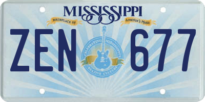 MS license plate ZEN677
