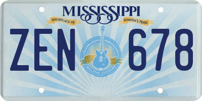 MS license plate ZEN678