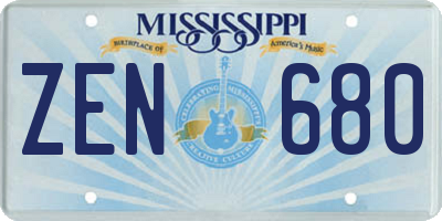 MS license plate ZEN680
