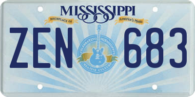 MS license plate ZEN683