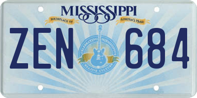 MS license plate ZEN684