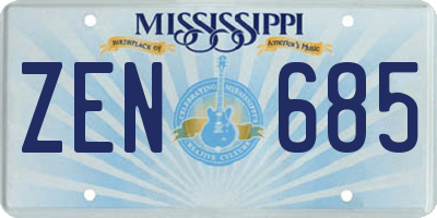 MS license plate ZEN685