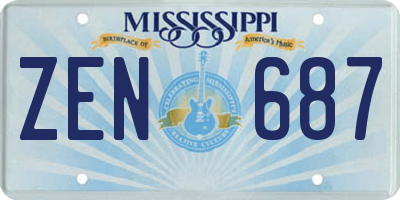 MS license plate ZEN687