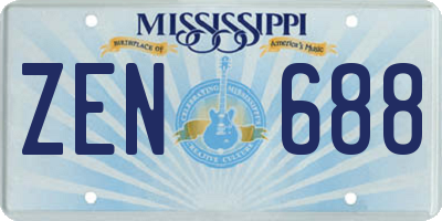 MS license plate ZEN688