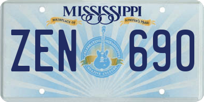 MS license plate ZEN690
