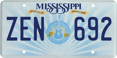 MS license plate ZEN692
