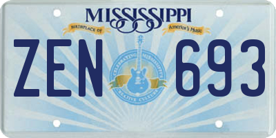 MS license plate ZEN693