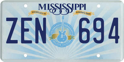 MS license plate ZEN694