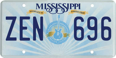 MS license plate ZEN696