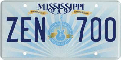 MS license plate ZEN700