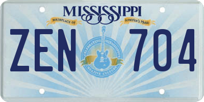 MS license plate ZEN704