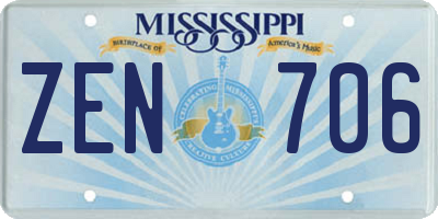 MS license plate ZEN706