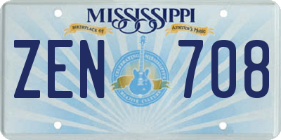 MS license plate ZEN708
