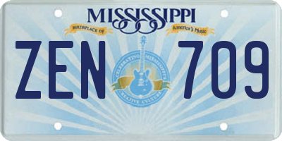MS license plate ZEN709