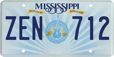 MS license plate ZEN712