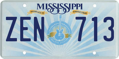 MS license plate ZEN713